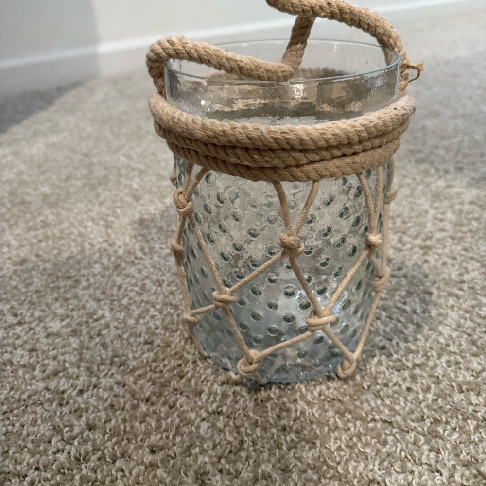 Decorative Glass Vase with Rope Netting
